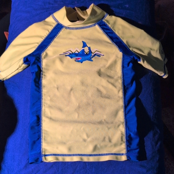 Children's Shark Rash Guard - Blue and Yellow - Picture 1 of 1